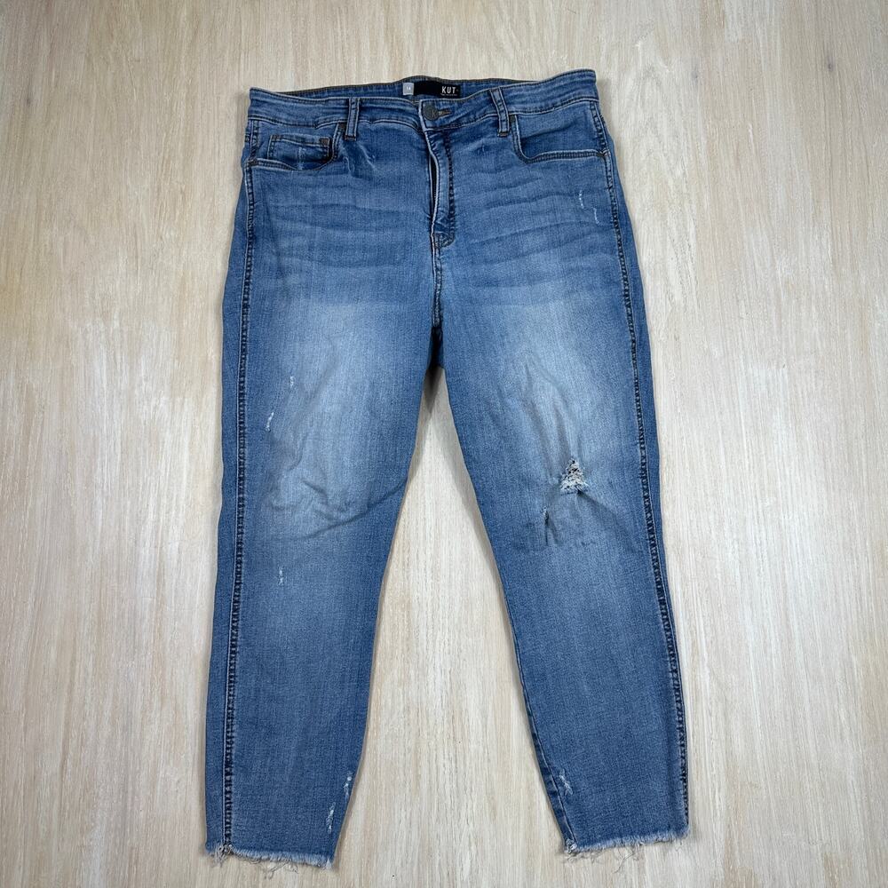Kut From The Kloth Connie High Rise Fab Ab Ankle Distressed Skinny Jeans 14